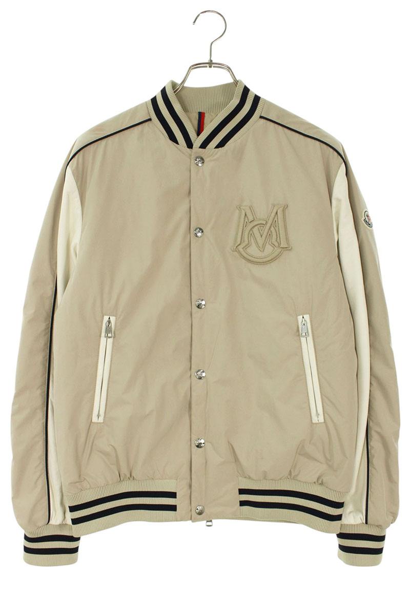 MONCLER Lamb Leather Panel Down Blouson Beige Size S