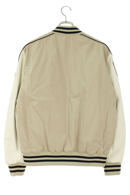 MONCLER Lamb Leather Panel Down Blouson Beige Size S