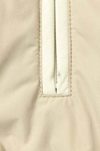 MONCLER Lamb Leather Panel Down Blouson Beige Size S
