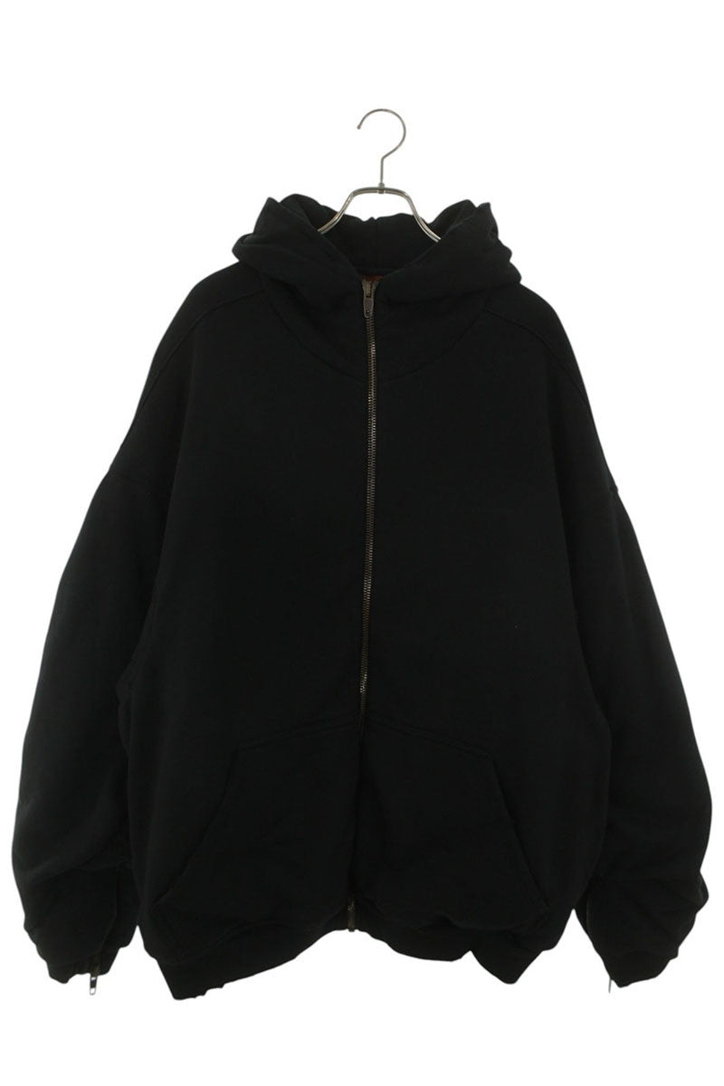 BALENCIAGA Distressed Oversized Hooded Bomber Black Size XS