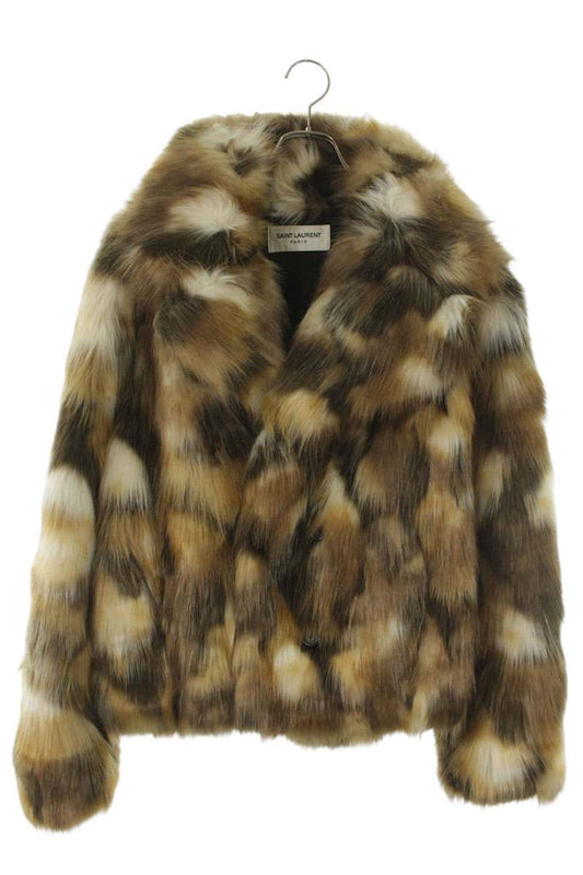 SAINT LAURENT PARIS Faux Fur Double Breasted Blouson Size S