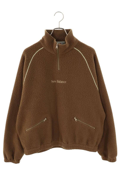 AURALEE x New Balance Logo Fleece Half-Zip Brown Size L