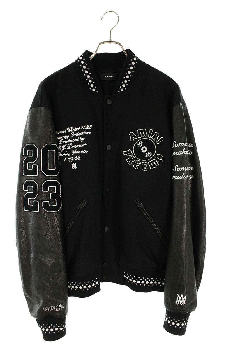 AMIRI PREEMO Patch Varsity Jacket Black Size XXL