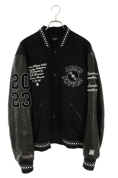 AMIRI PREEMO Patch Varsity Jacket Black Size XXL