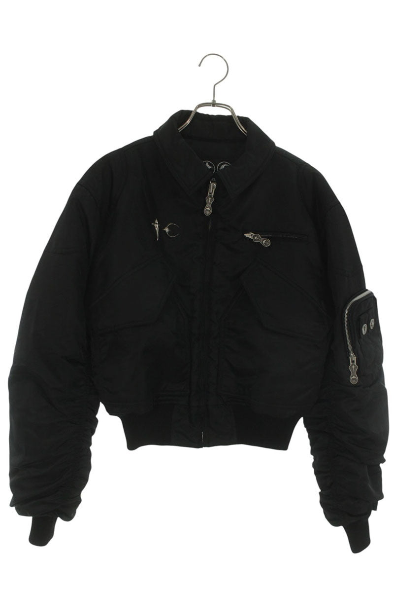 THUG CLUB Black NYLON STUDDED BOMBER Size S