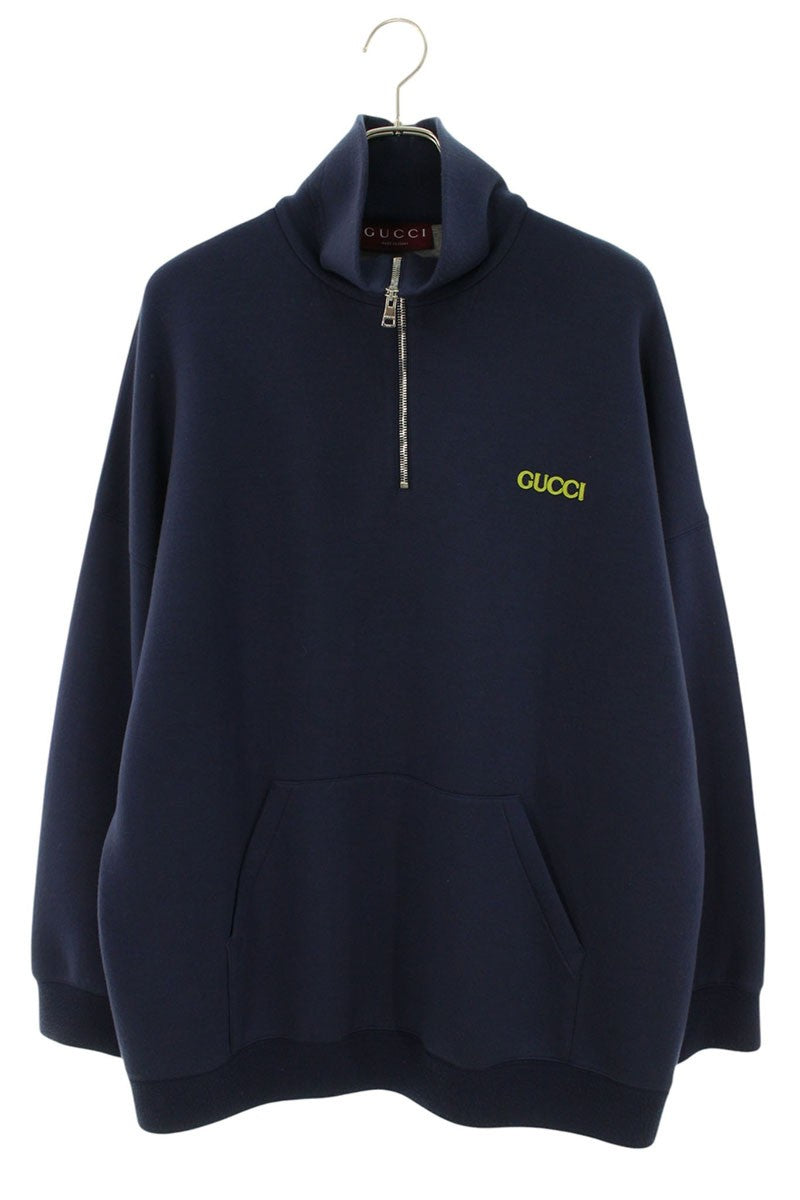 GUCCI 25SS Front Logo Half Zip Blouson Navy Size L