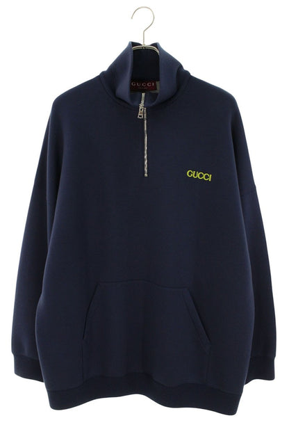 GUCCI 25SS Front Logo Half Zip Blouson Navy Size L