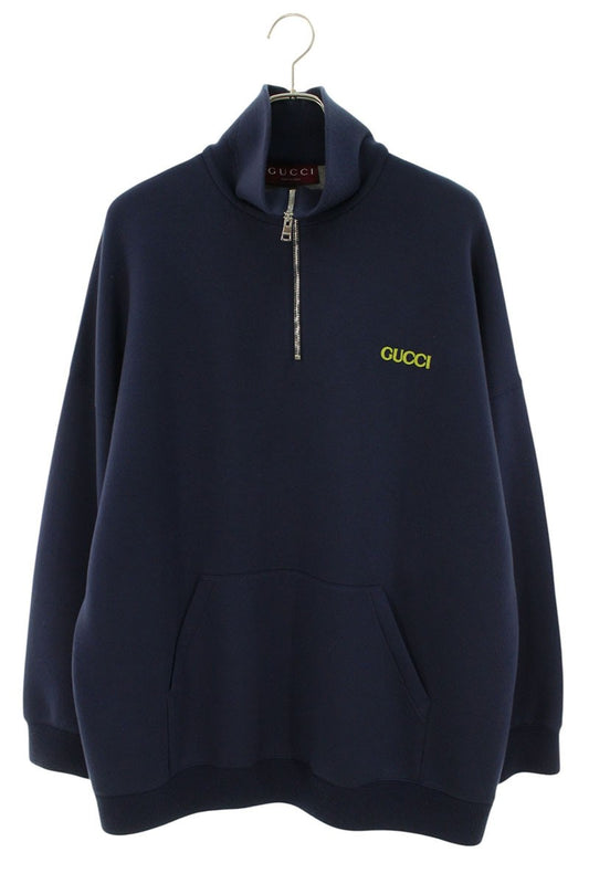 GUCCI 25SS Front Logo Half Zip Blouson Navy Size L