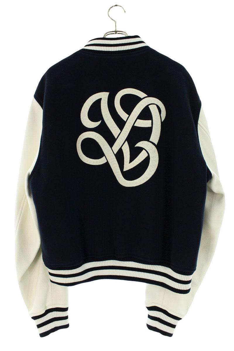 LOUISVUITTON 24AW Leather Sleeve Varsity Jacket Size 56