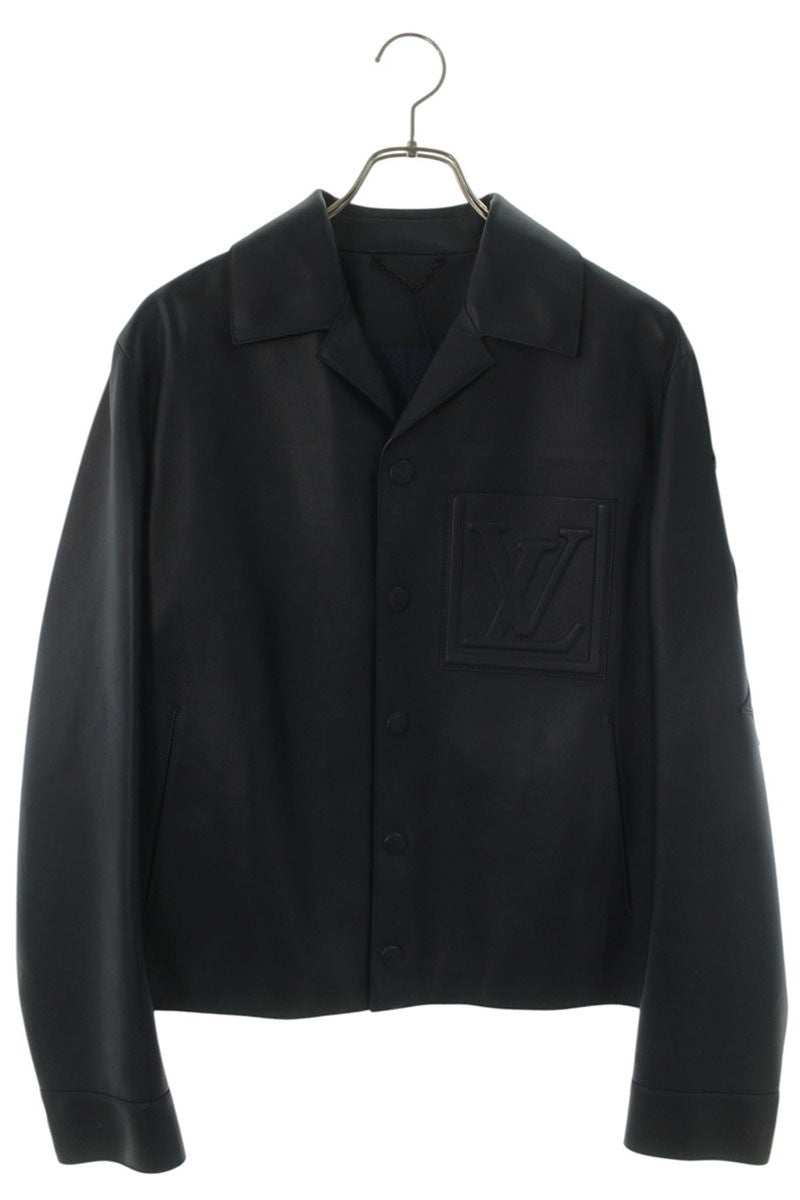 LOUISVUITTON 24AW LV Embossed Logo Leather Blouson Size 44