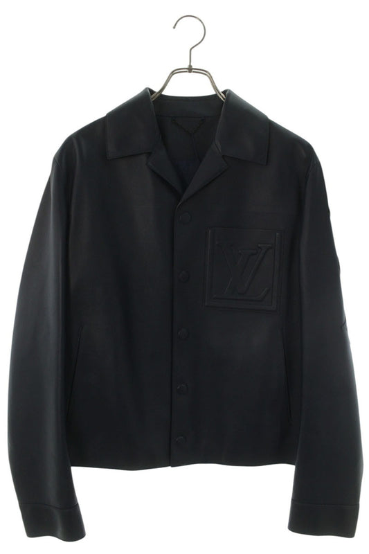 LOUISVUITTON 24AW LV Embossed Logo Leather Blouson Size 44