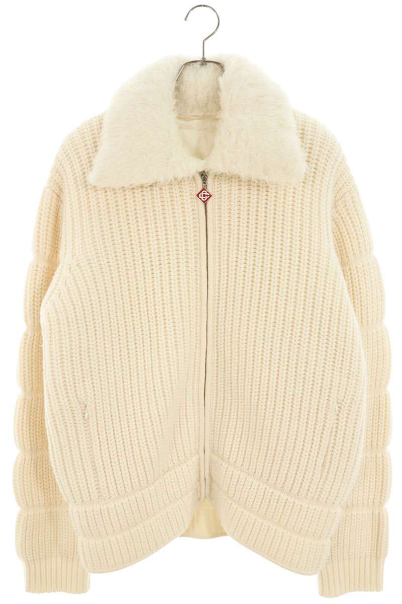 CASABLANCA 25AW Rib Padded Jacket Fur Collar White Size M