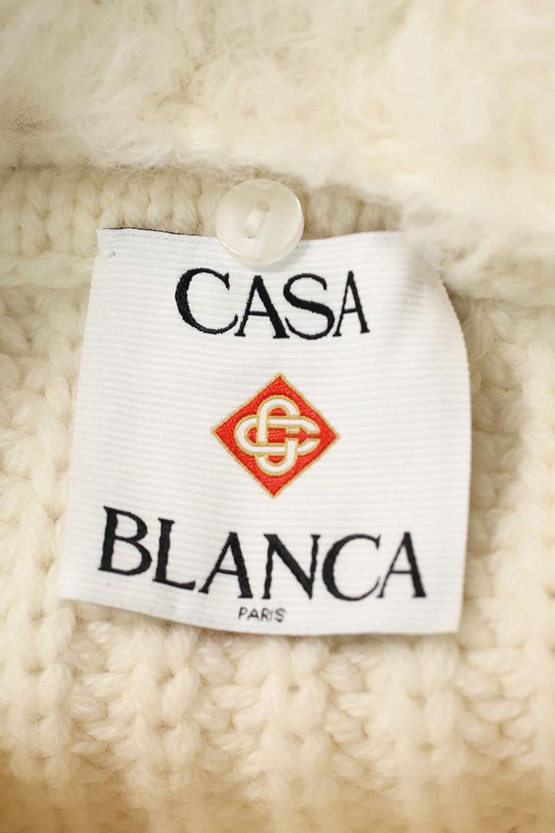CASABLANCA 25AW Rib Padded Jacket Fur Collar White Size M