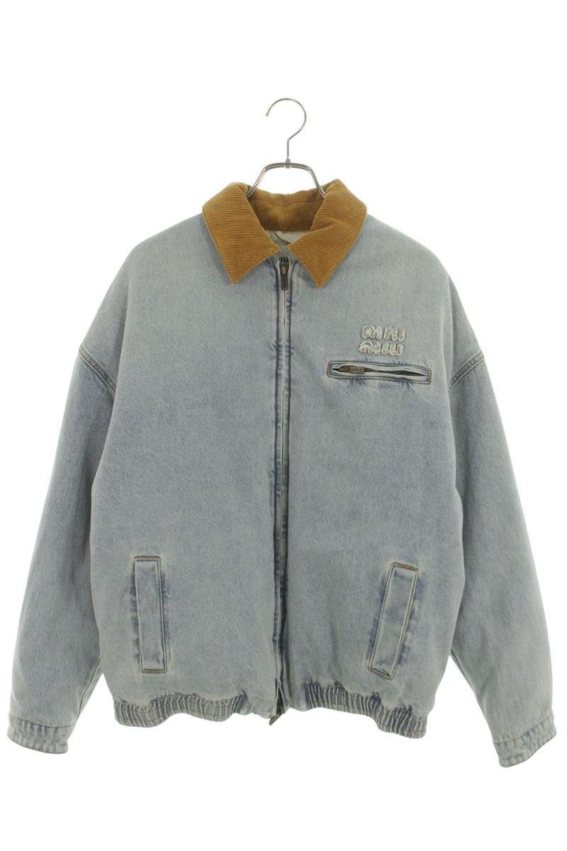 miumiu Logo Denim Blouson Light Blue Size XXS