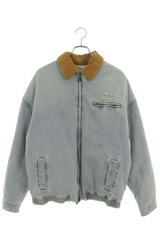 miumiu Logo Denim Blouson Light Blue Size XXS