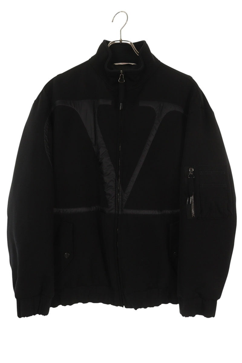 VALENTINO V Logo Padded Down Bomber Jacket Black Size S