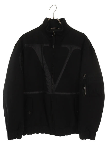 VALENTINO V Logo Padded Down Bomber Jacket Black Size S
