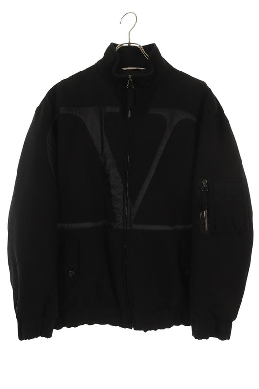 VALENTINO V Logo Padded Down Bomber Jacket Black Size S