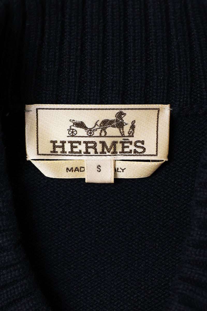 HERMES 25AW Devant Cuir Suede Panel Blouson Navy Size S