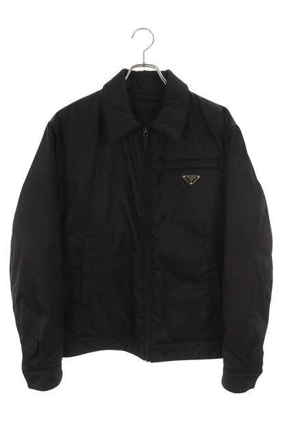 PRADA RE-NYLON Triangle Logo Padded Blouson Black Size S