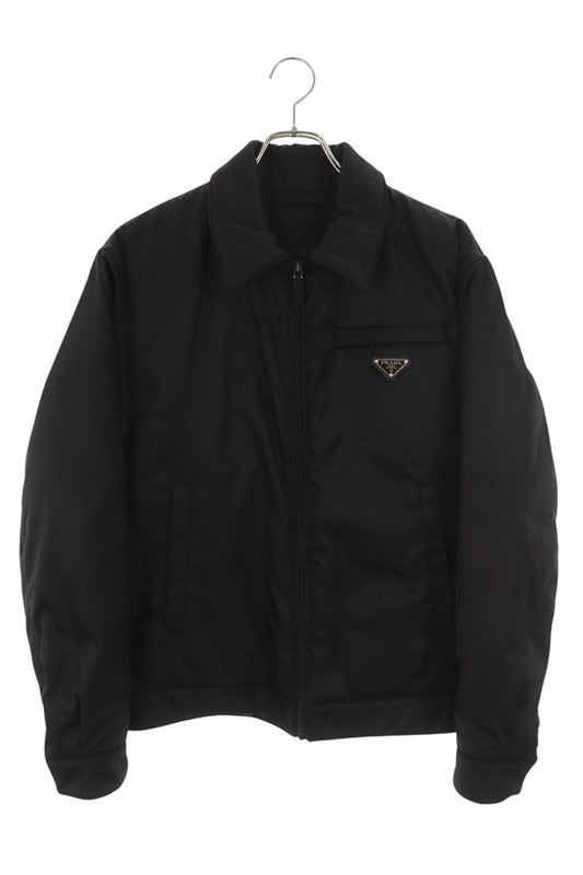 PRADA RE-NYLON Triangle Logo Padded Blouson Black Size S