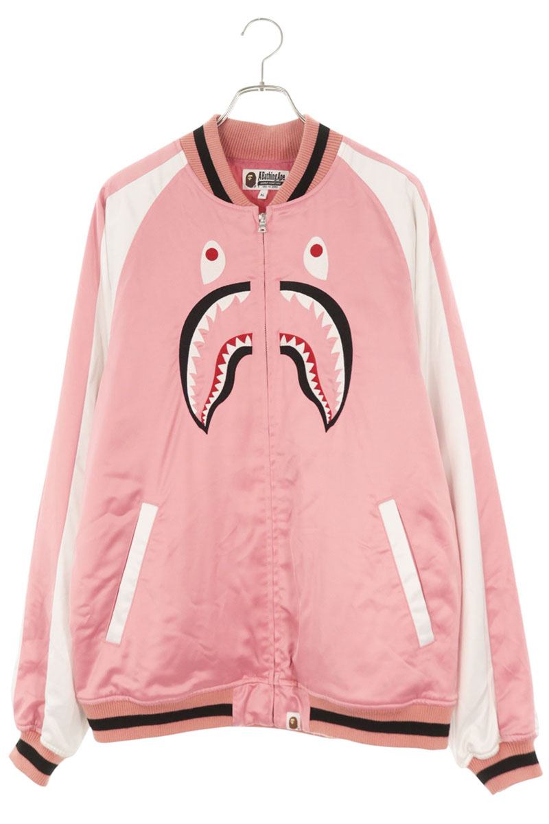 A BATHING APE Shark Bomber Jacket Pink Size XL