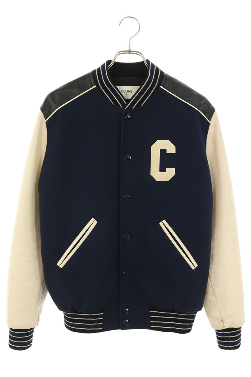 CELINE Logo Patch Classic Teddy Blouson Navy/Wht Size XS