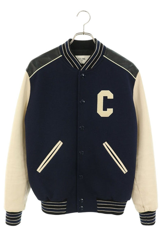 CELINE Logo Patch Classic Teddy Blouson Navy/Wht Size XS