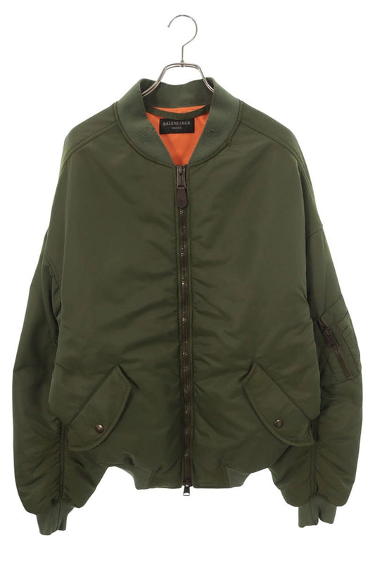 BALENCIAGA Off-Shoulder Bomber Jacket Khaki Size XXS
