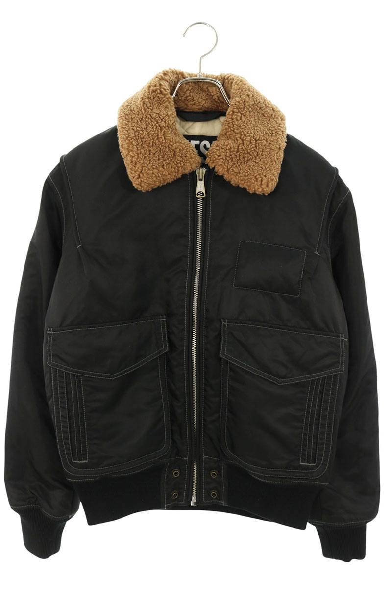 DIESEL W-CARLO-NW Bomber Boa Blouson Black Size XS