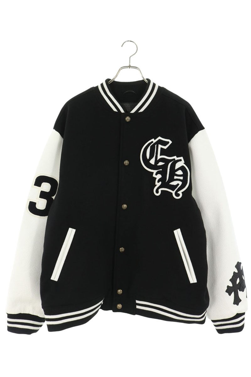 Chrome Hearts 33 Cross Patch Leather Sleeve Varsity Size XXL