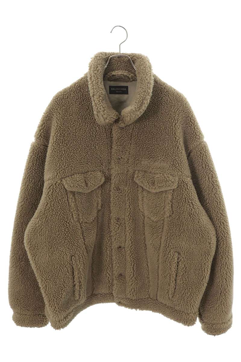 BALENCIAGA Oversized Boa Fleece Jacket Beige Size 1