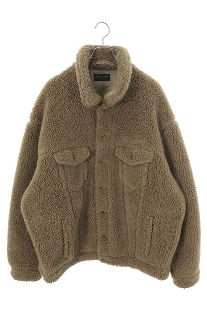 BALENCIAGA Oversized Boa Fleece Jacket Beige Size 1