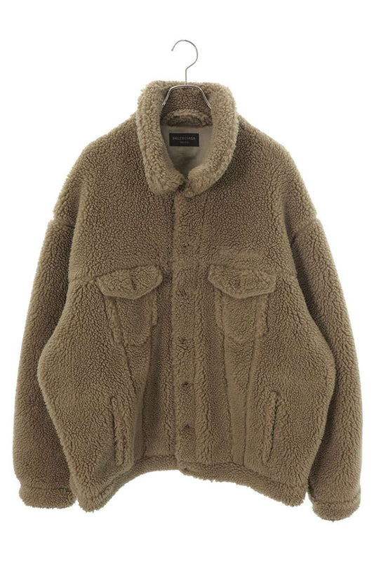 BALENCIAGA Oversized Boa Fleece Jacket Beige Size 1