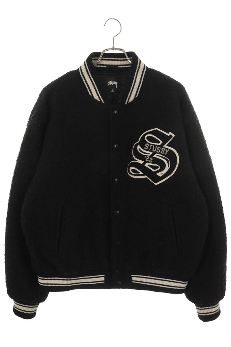 STUSSY Wool Blend Varsity Jacket Black Size L