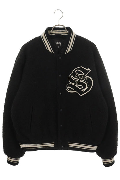 STUSSY Wool Blend Varsity Jacket Black Size L