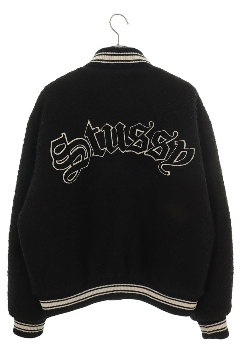 STUSSY Wool Blend Varsity Jacket Black Size L