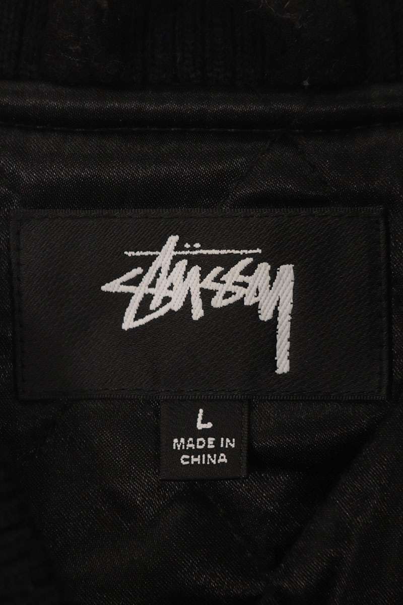STUSSY Wool Blend Varsity Jacket Black Size L