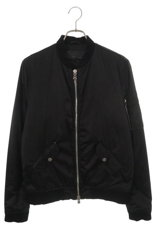Chrome Hearts Cross Button MA-1 Bomber Jacket Black Size M