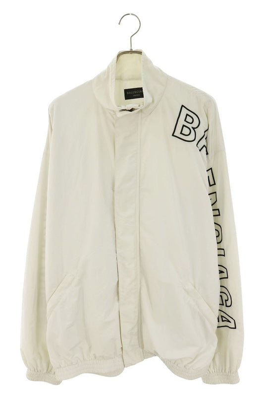 BALENCIAGA Shoulder Logo Nylon Track Jacket White Size XL