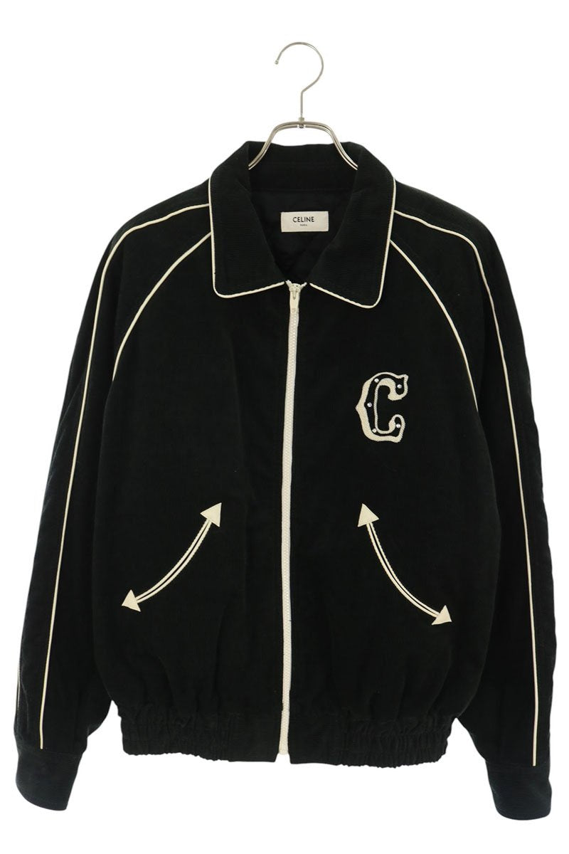 CELINE Rhinestone Logo Embroidered Teddy Blouson Size S