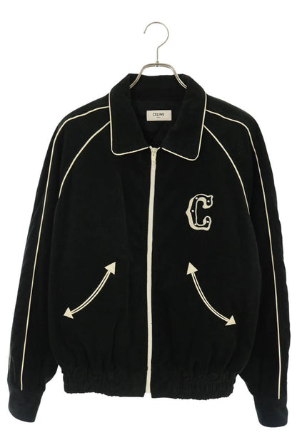 CELINE Rhinestone Logo Embroidered Teddy Blouson Size S