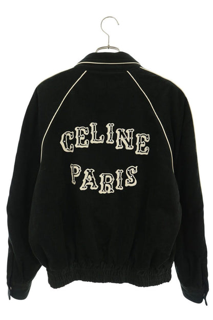 CELINE Rhinestone Logo Embroidered Teddy Blouson Size S