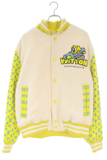 LOUISVUITTON 23SS Playground Varsity White Yellow Blouson Size 54