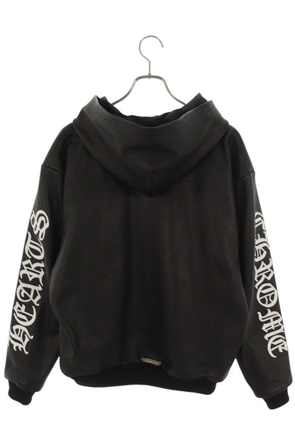 Chrome Hearts Dagger Zip Leather Hoodie Jacket Black Size M