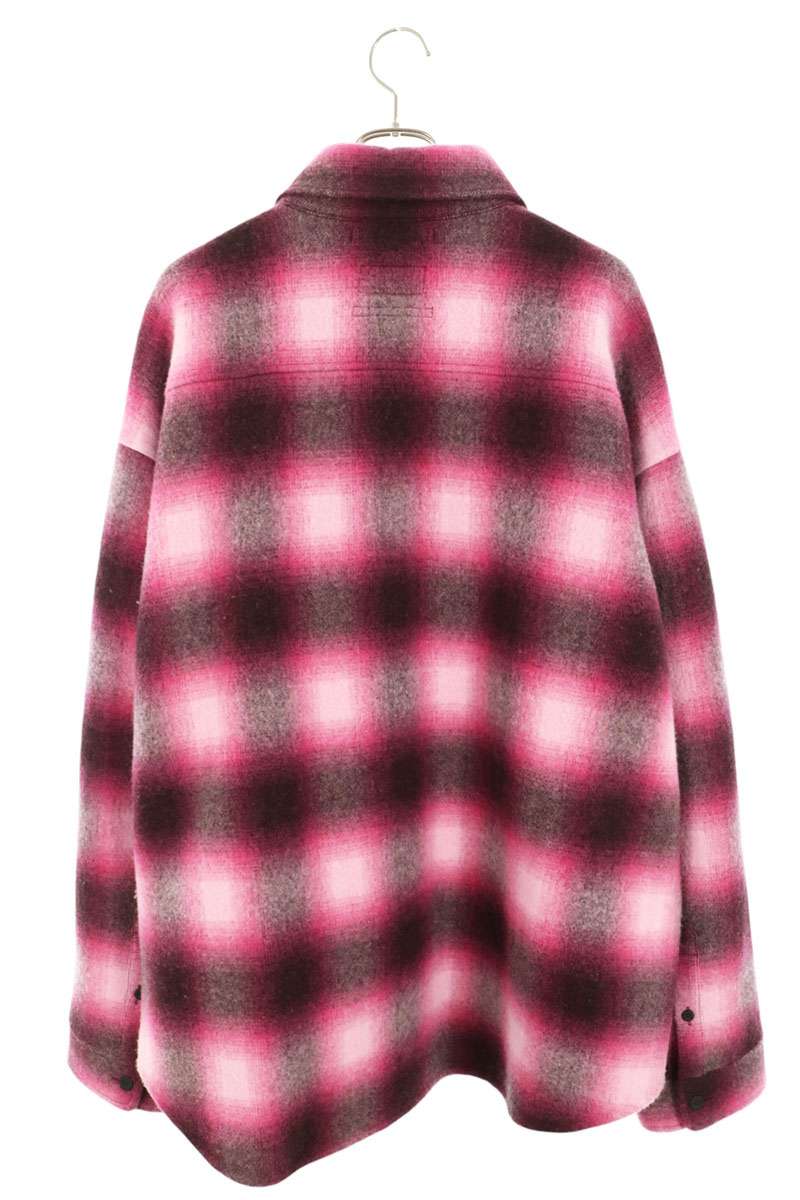 BALENCIAGA Check Pattern Padded Shirt Pink Black Blouson Size 44