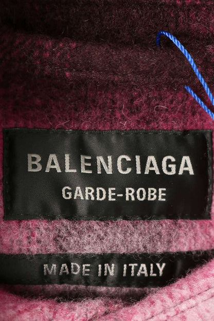 BALENCIAGA Check Pattern Padded Shirt Pink Black Blouson Size 44