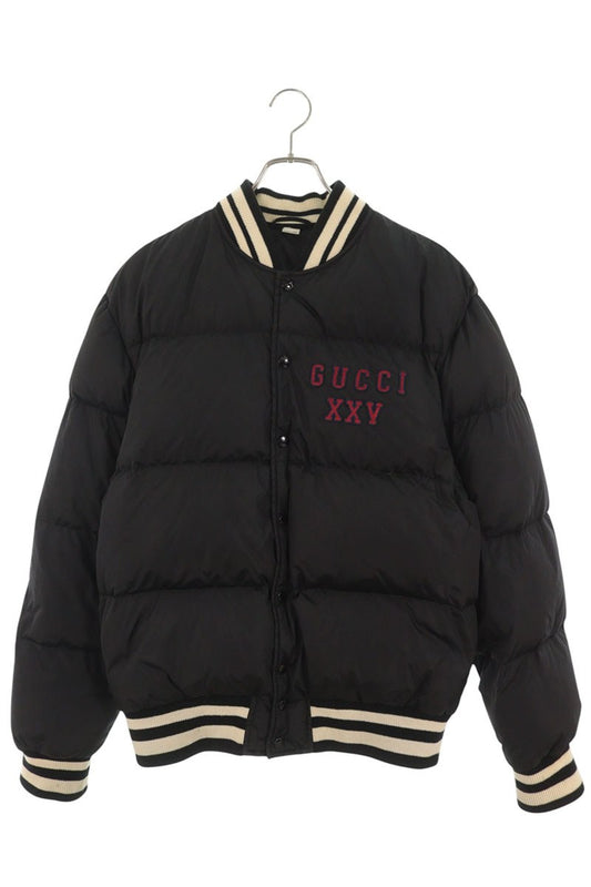 GUCCI Logo Patch Nylon Down Jacket Black Size 48