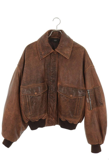 AMIRI Sheep Leather Bomber Jacket Brown Size 40