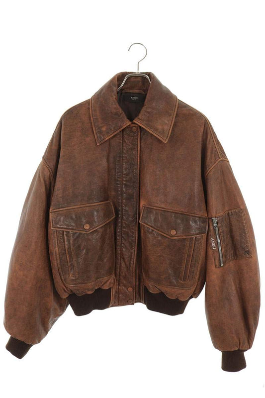 AMIRI Sheep Leather Bomber Jacket Brown Size 40